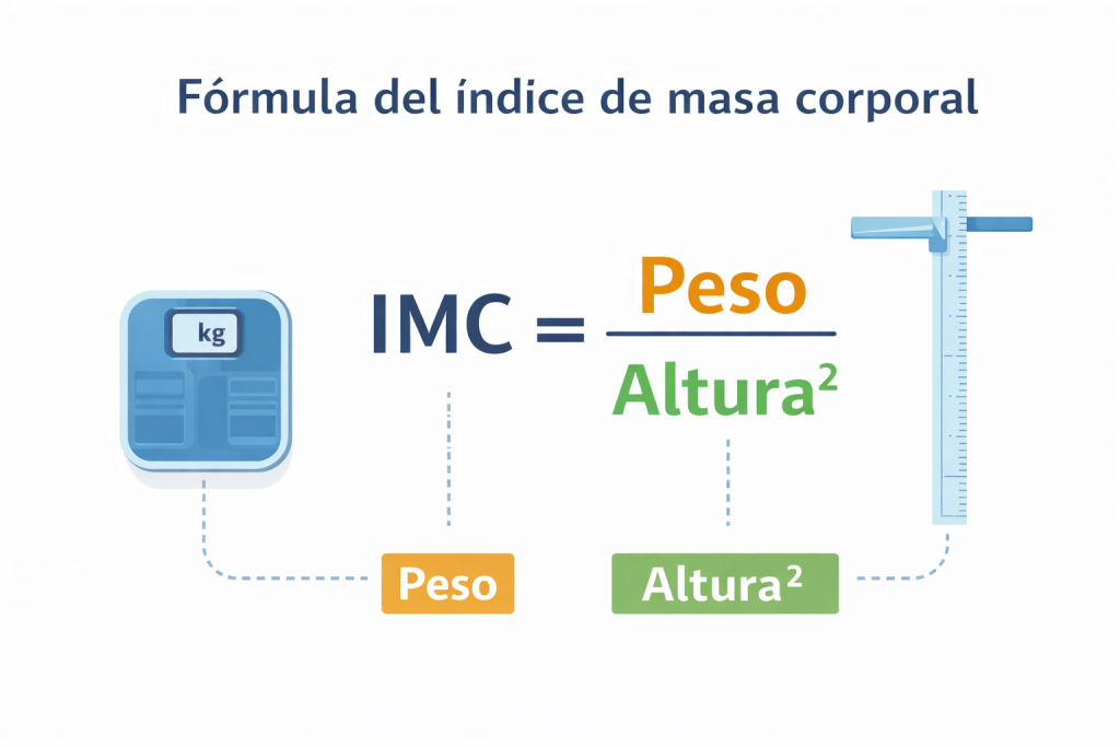 fórmula del índice de masa corporal imc peso dividido altura al cuadrado